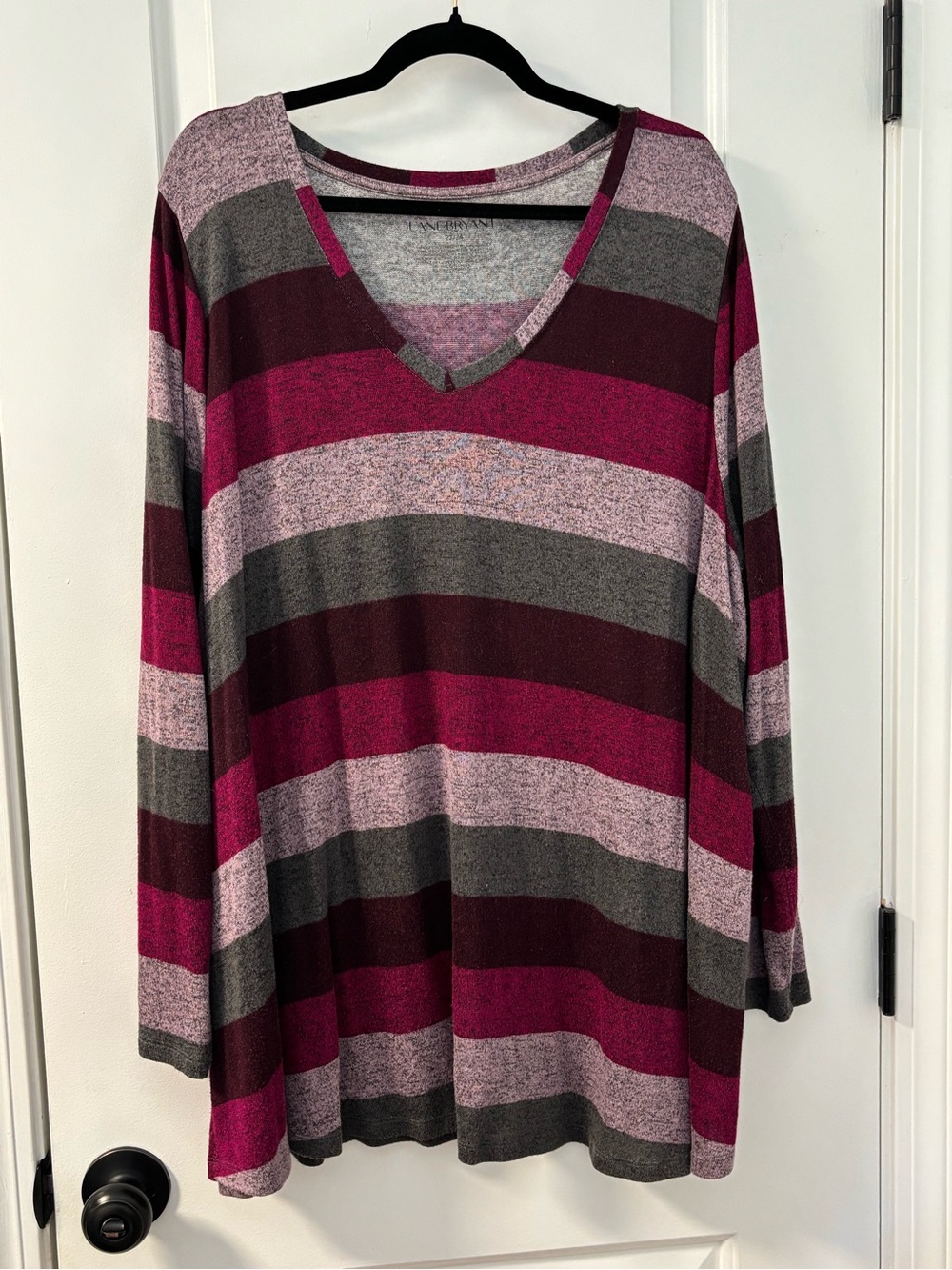 Lane Bryant V-Neck Long Sleeve Striped Top - Size 22/24